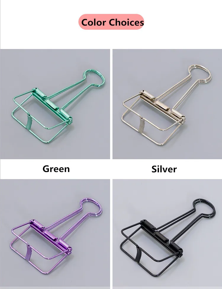 
Colorful Hollow Metal Paper Clip Phone Holder USB Cable Clip Binder Clip 