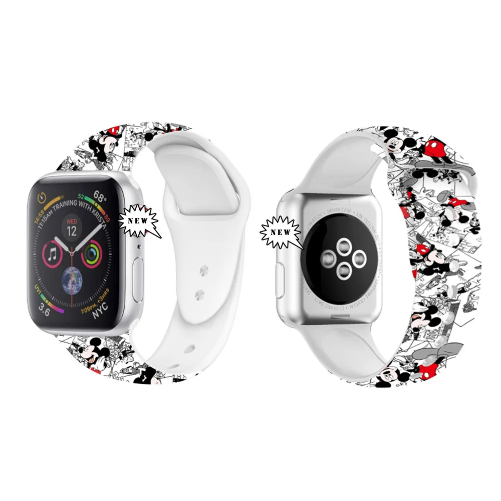 

Cartoon Mickey Silicone Strap For Apple Watch Straps 44mm 41mm 40 45mm T500 W26+ Mickey Mouse Band For iWatch Series 7 6 5, Multi color