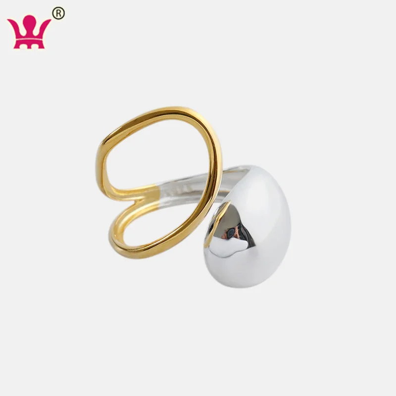 

Silver Ring Color Separation Openwork Woman Jewelry Adjustable Ring Wedding Party 925 Silver Ring spoon