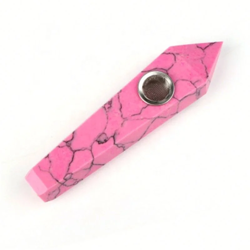 

Wholesale Wholesale Natural Crystal Semi-gem Smoking Pipe Red Turquoise Six-prism Weed Pipe