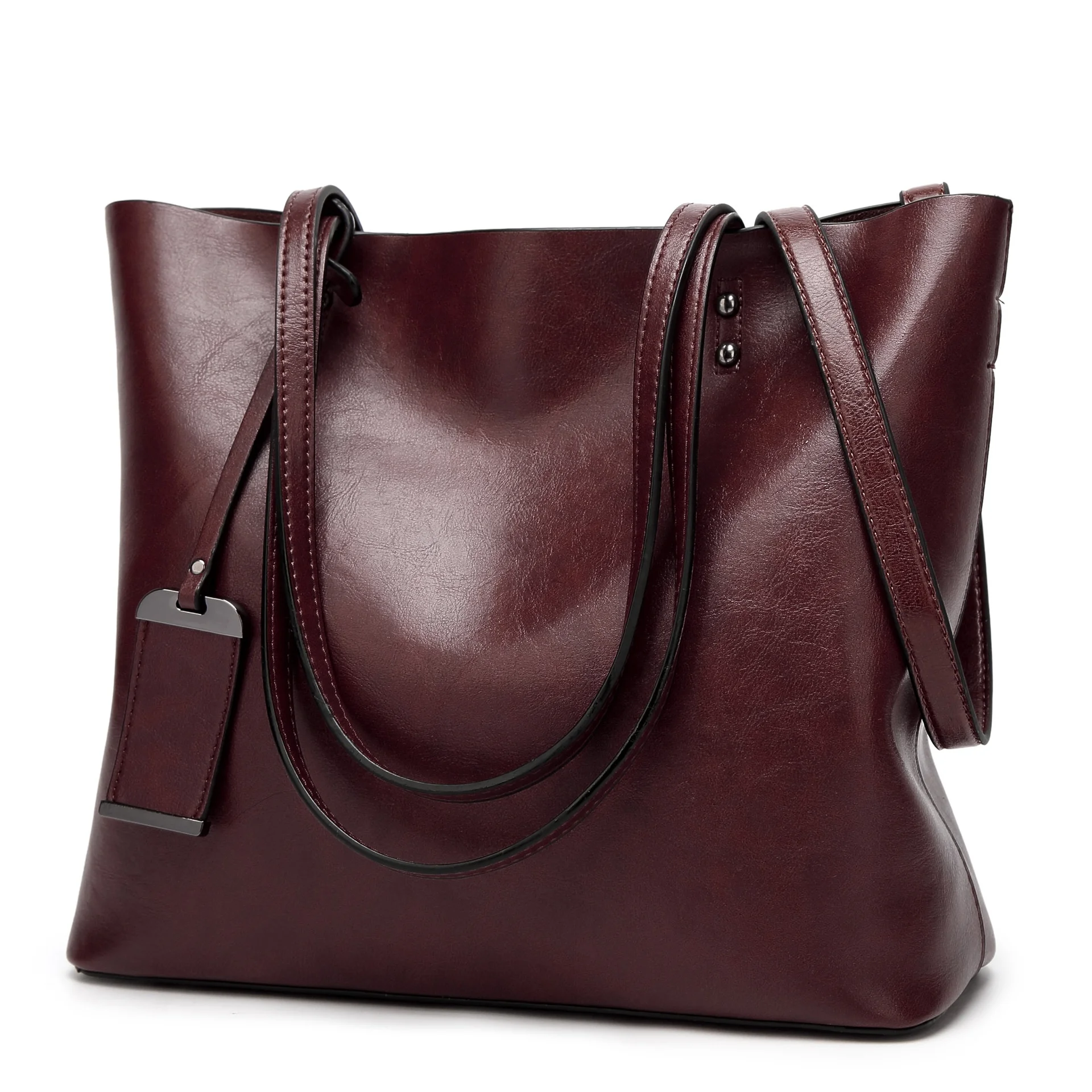 

2021 Amazon Fashion Large Capacity Women's Bags Retro Handbags Oil Leather Rivet Bags Female Bags, Customizable