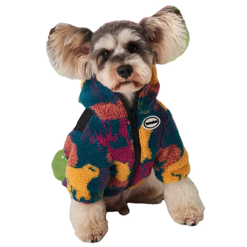 

New style autumn and winter dog clothes hoodie pet coat luxury padded camouflage dog coat, As shown in details