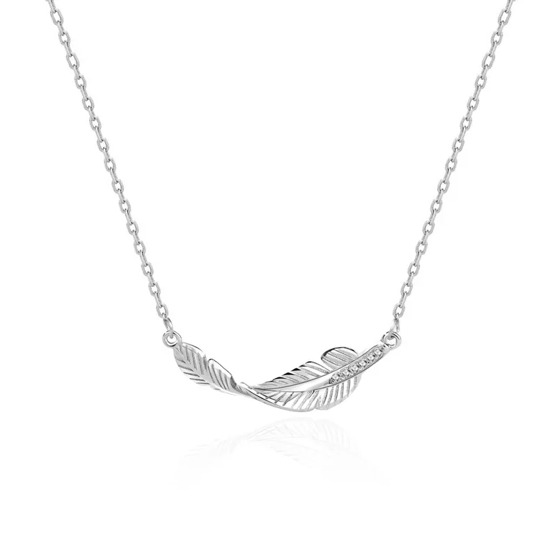 

ENSHIR Factory Wholesale Brass Jewelry Feather Necklace for Fashion Women Wedding Necklace