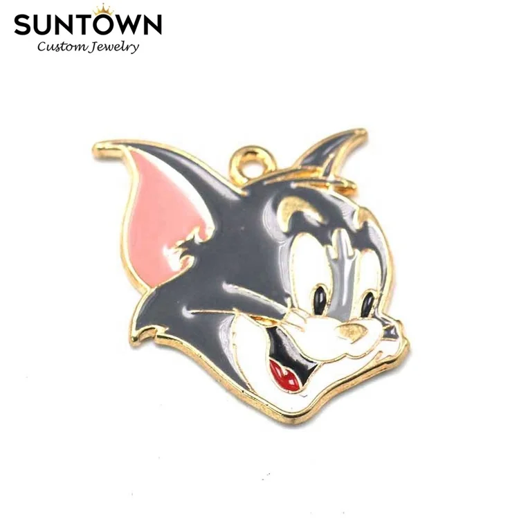 

Suntown Alloy Colored Designer Enamel Charms Tom And Jerry Cartoon Charms Kitten Pendant Cat Enamel Cute Animal Charms