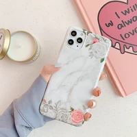 

For iphone 11 case pink white rose white marble cell phone case back cover IMD phone Cases for iphone 11 covers