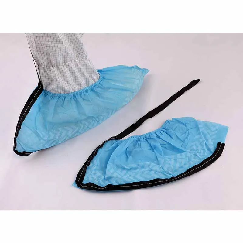 Cleanroom Esd Safe Disposable Nonwoven Antiskid Shoe Cover Blue Color