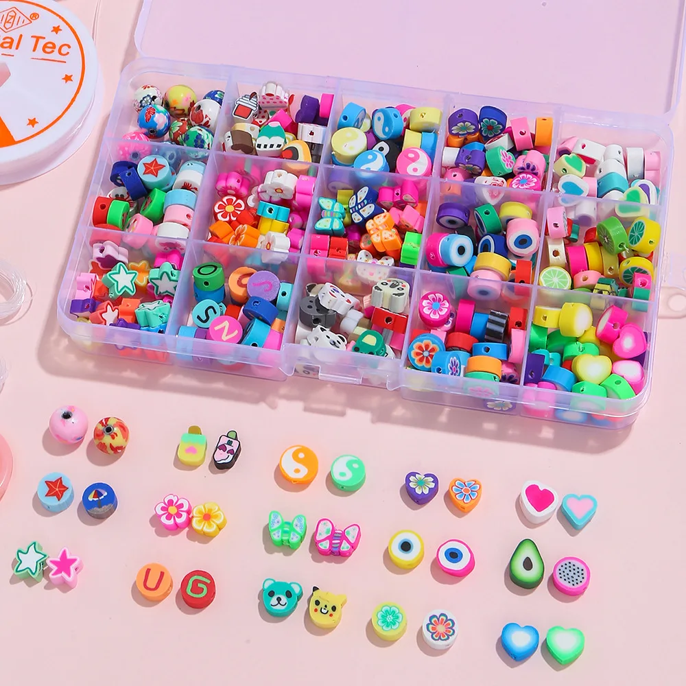 

475PCS Flower Round Soft Jewelry Handmade DIY Bracelet Necklace Kits Ceramic Polymer Clay Beads sets for Jewelry Making