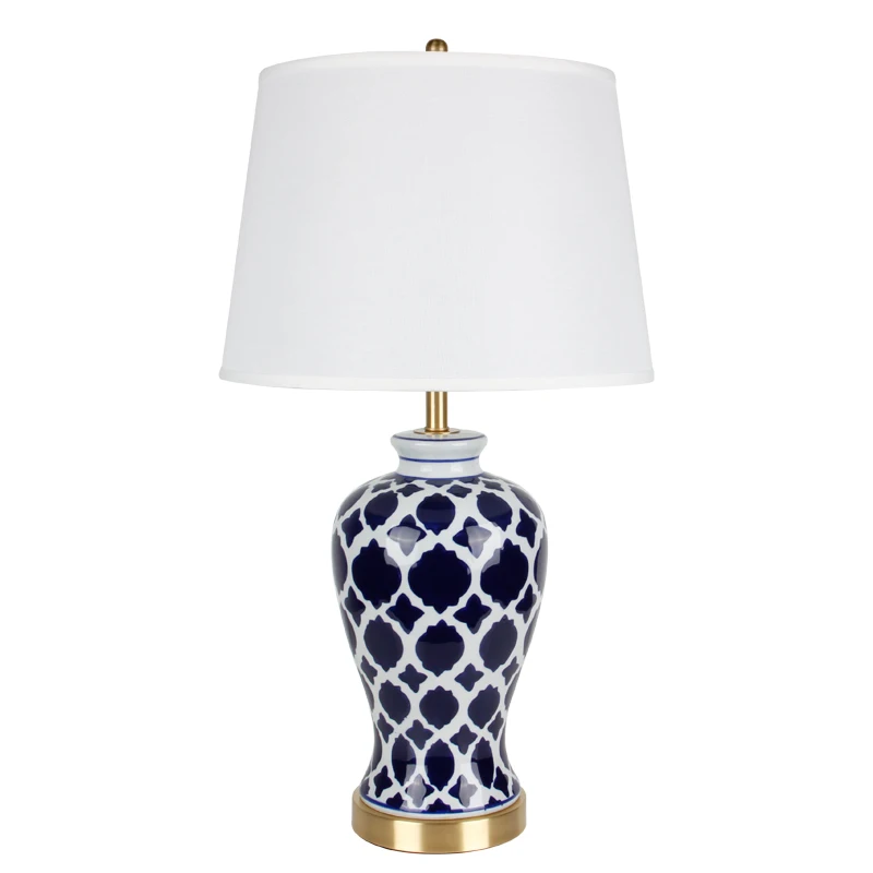 New modern Blue and White Porcelain Chinese Jar Ceramic Table Lamp for home hotel