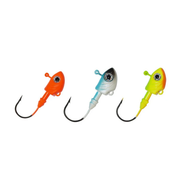 

10-45g Barbed root lead fish head color long shank fishing stainsteel tuna hooks steel, Black chrome / tin