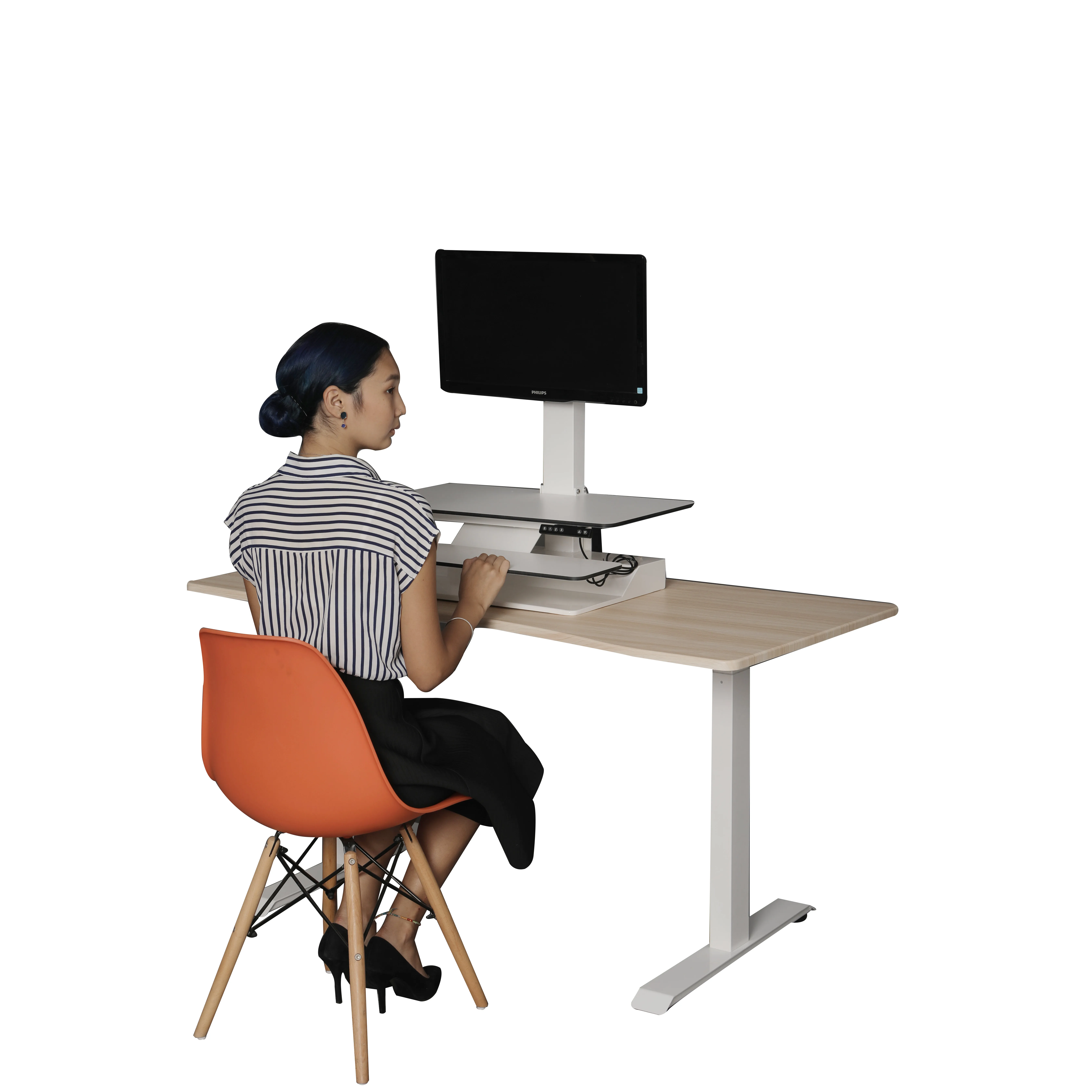 符合人体工程学的可折叠立式办公桌转换器与折叠腿