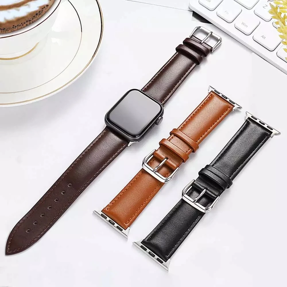 

Genuine leather watch bands for apple iWatch SE 38mm 40mm thick strap mens watches leather band, Black,white,green,orange,red,blue,darkblue,purple,pink,etc