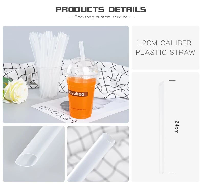 12mm 24cm Pp Clear Drinking Straws Individually Wrapped Plastic ...