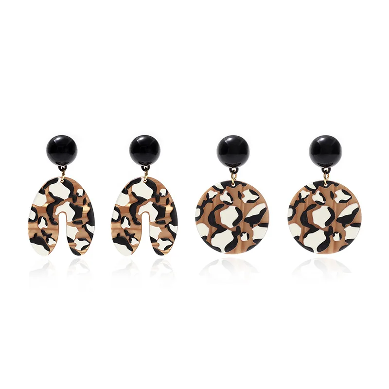 

Fashion jewelry earrings acrylic new three-dimensional leopard pattern 925 silver needle earrings