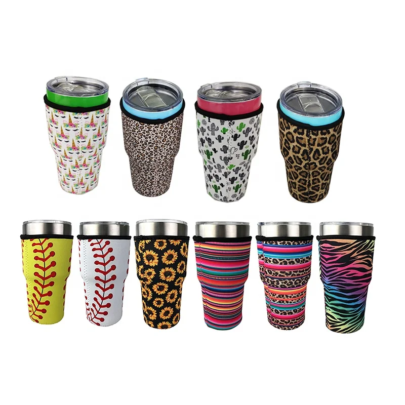 

Ready To Ship Reusable 30oz Tumbler Cup Holder Sleeve Insulated Neoprene Iced Coffee Cup Insulator Sleeve With Handle, Customized color