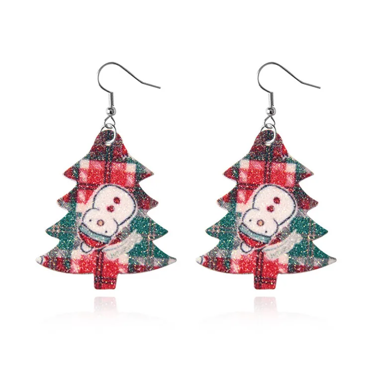 

Colorful Glitter Geometric Teardrop Heart Drop Christmas Tree Gifts Dangle Leather Earrings for Women