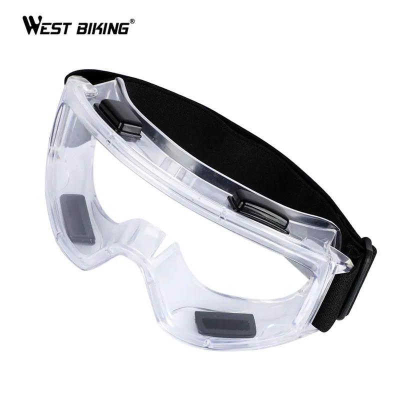 

WEST BIKING Surgical Proective Transparent Bike Clear Safty Goggles Virus Moto Medical Resistant Chemical Bike Goggles, White