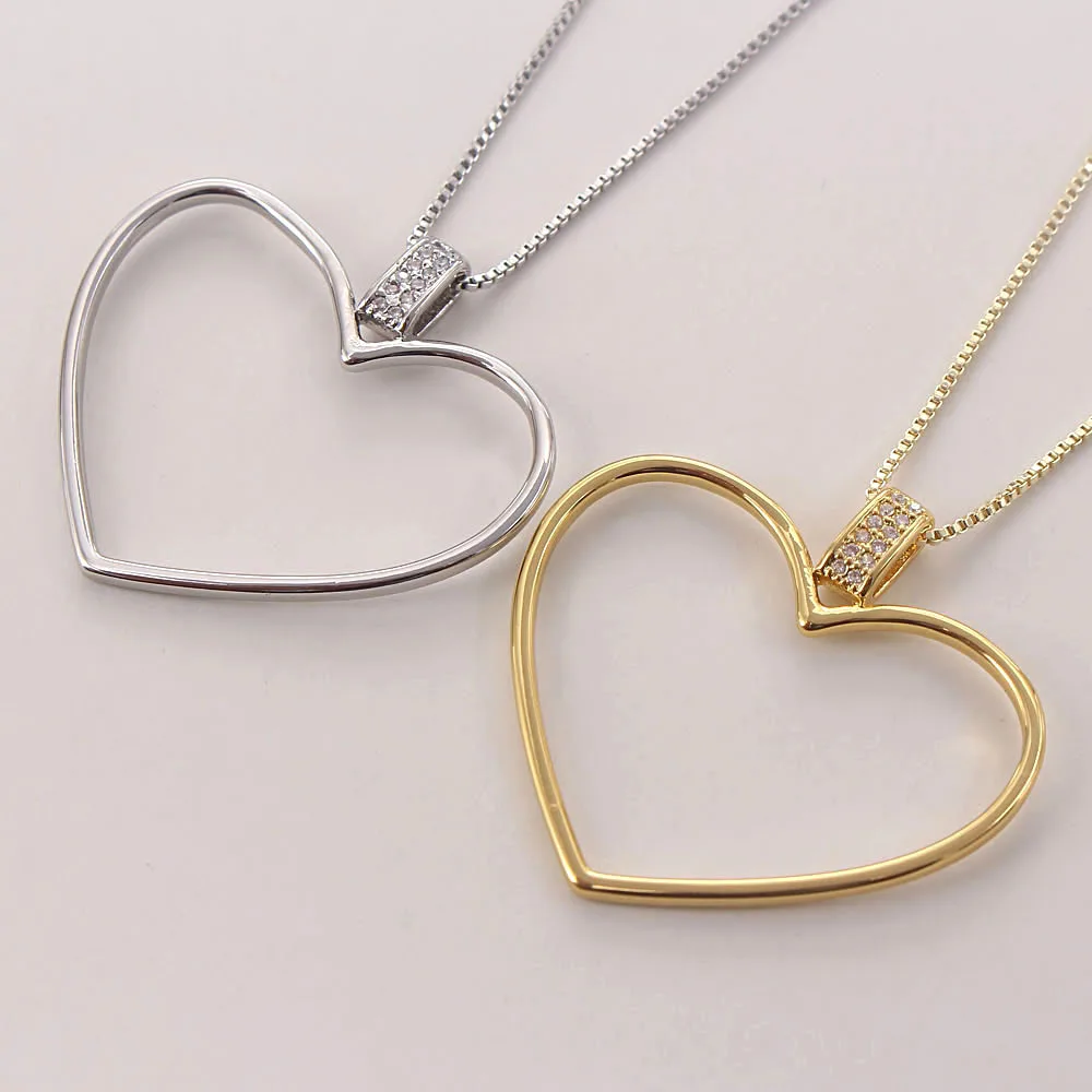 

MHS.SUN Mosaic Zircon Heart Pendant Chain Necklace Fashion Gold/Silver Color Chokers Necklace For Women Girls Party Jewelry