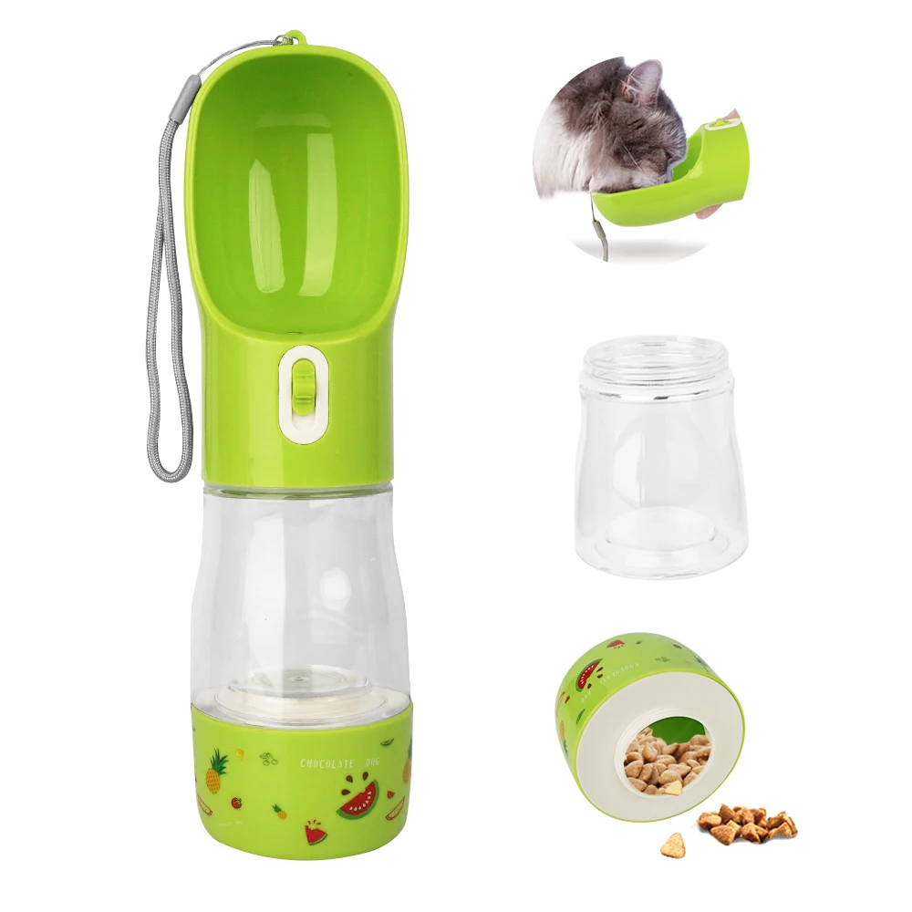 

Dog Water Bottle, Leak Proof Portable Puppy Water Dispenser with Drinking Feeder for Pets Outdoor Walking Hiking Travel, Green, pink, grey