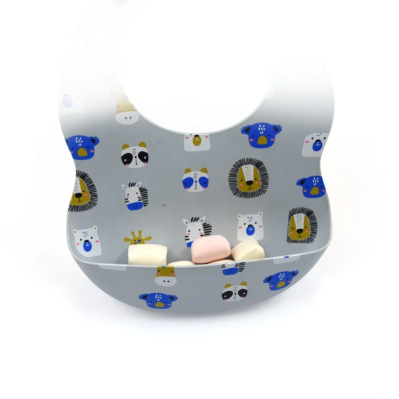 
Organic Food Grade Silicone Baby Bibs with Cute Printed Patterns 