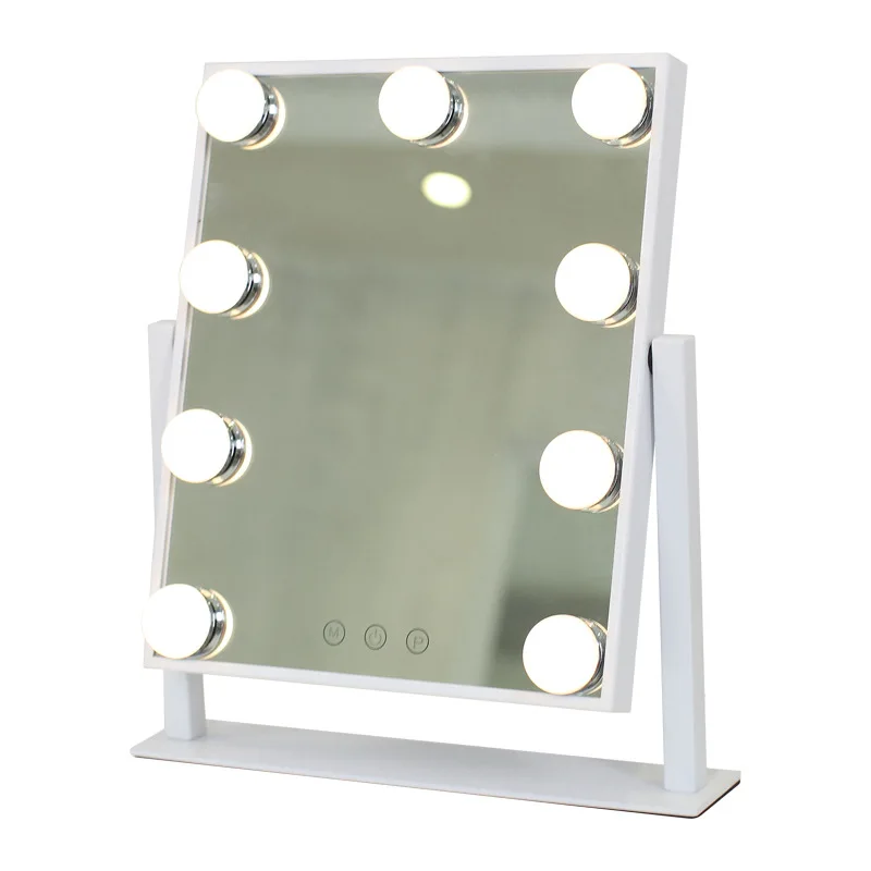 

Large lighted makeup table mirror Hollywood Vanity 9 LED bulbs with dimmer touch with led light, White,black