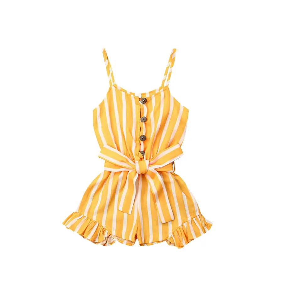 

3-8Years Kid Girls Striped Jumpsuit Summer Girls Sleeveless Overalls Playsuit Children Costumes Red Black Blue