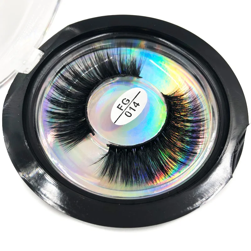 

Private Label Custom FG series FG014 3D Mink Eyelashes 1 pair Full Strip EyeLashes, Natural black