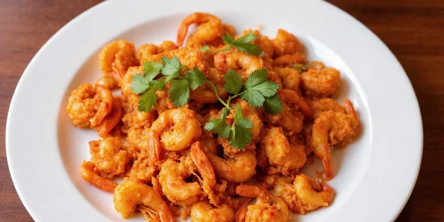 Final platter of Spanish shrimp with garnishes
