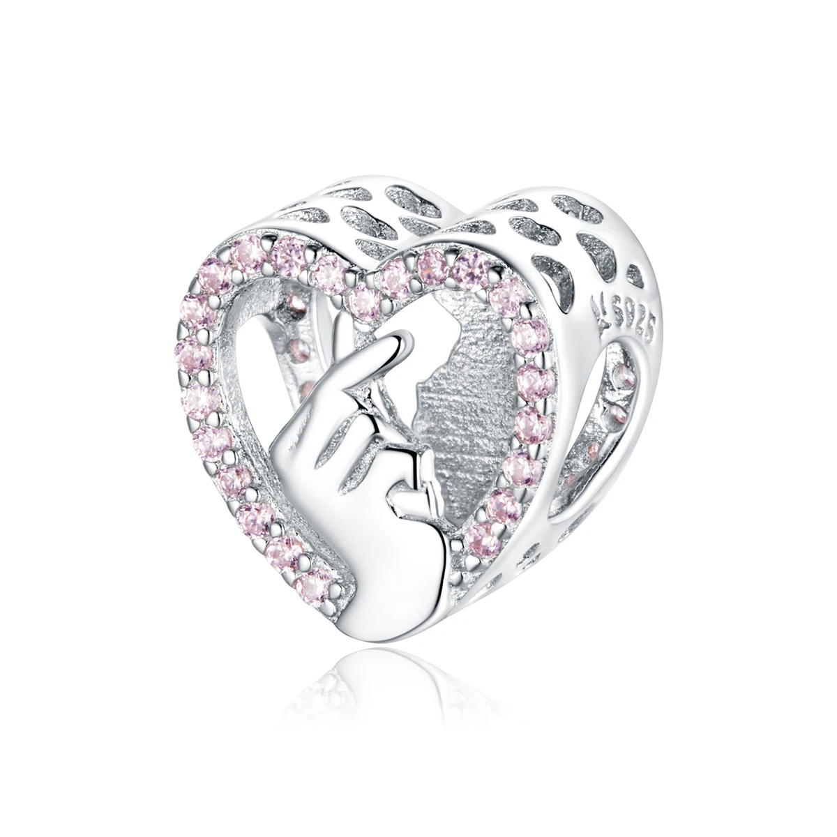 

SCC1690 Hot sale finger heart charm for bracelet silver 925 heart bead jewelry