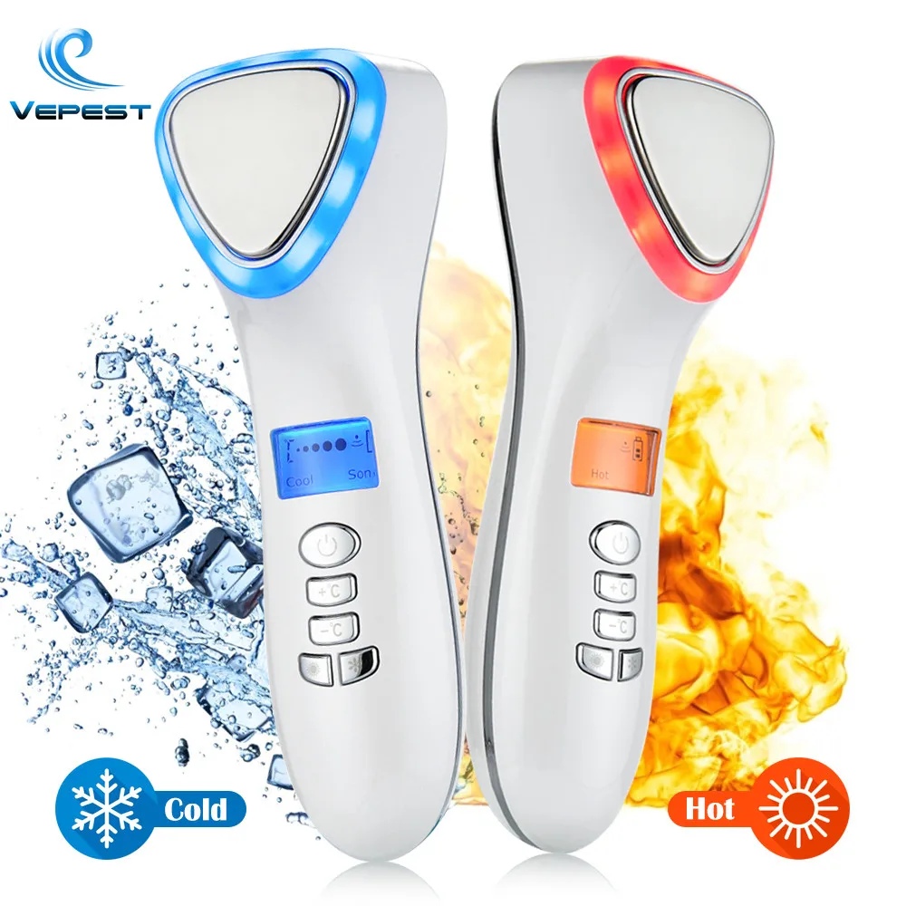 

Hot Cold Skin Tightening LED EMS Face Lift Facial Care Skin Beauty Device For Wrinkle Acne Pigment Removal