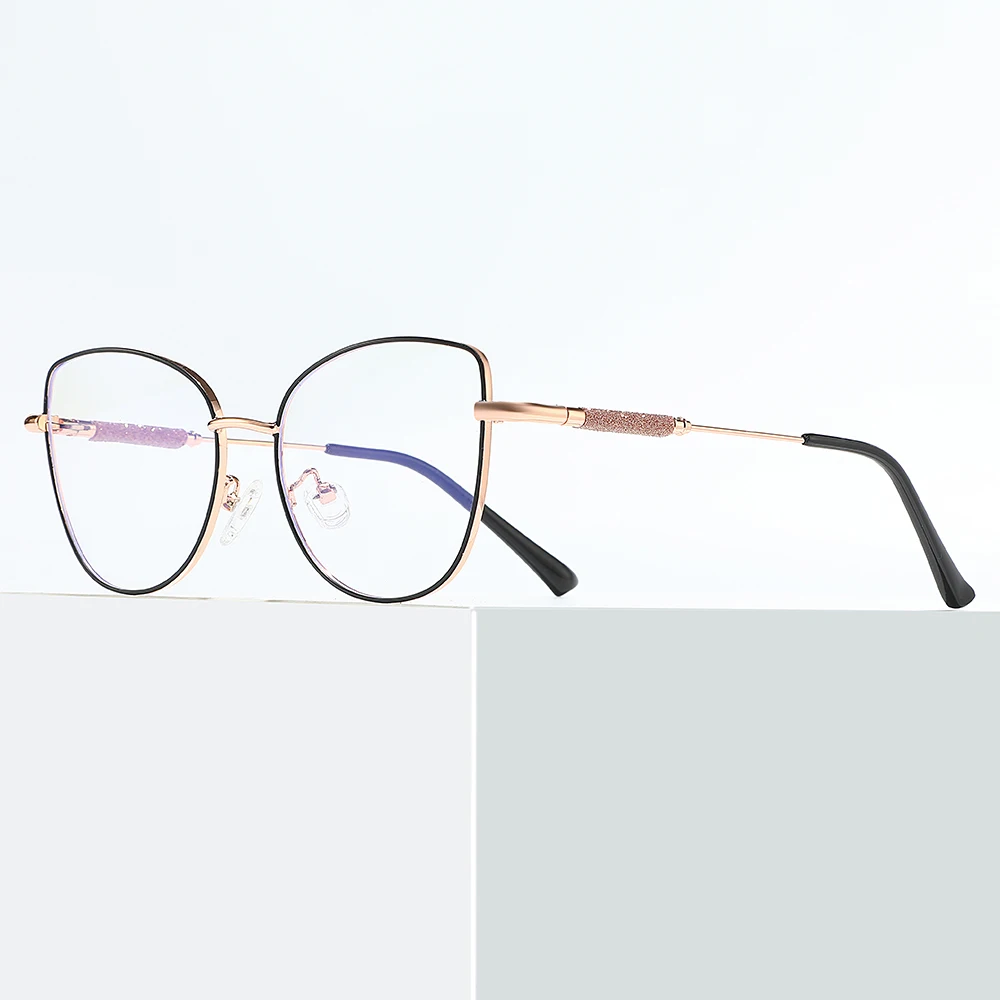 Computer Glasses Frame Blue Light Blocking Metal Eyeglasses Frame for Women Logo Custom Eyewear