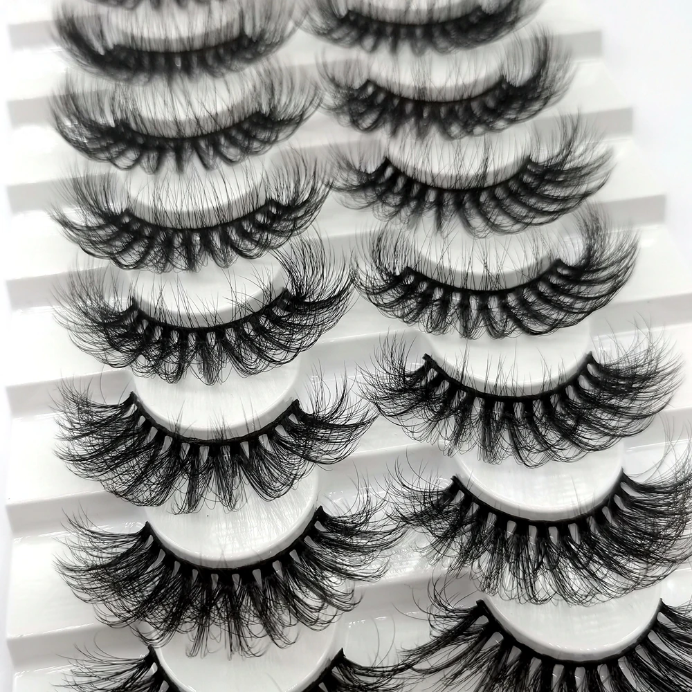 

Lashes 8 Pairs Natural False Eyelash Multi Layers 25mm 3D Faux Mink Eyelashes For Women