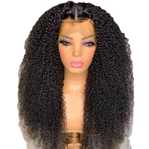 

10A Lace Front Wig Natural Black Color Afro Kinky Curly Hair Wig 4X4 13X4 Transparent Lace 22Inch 18Inch Vendors