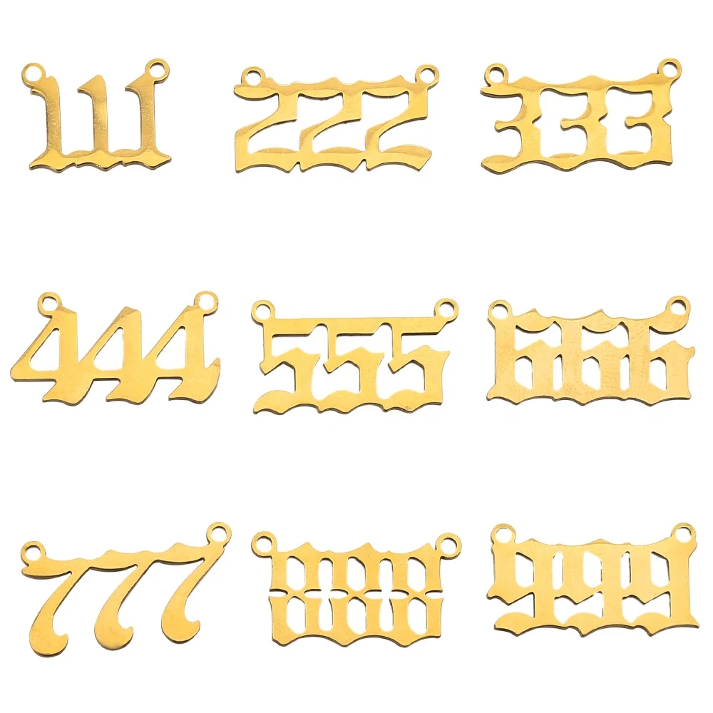 

Gold Stainless Steel 111 222 Angel Number Charms Pendant Exquisite Charms DIY Necklace Bracelet Jewelry Making Accessories