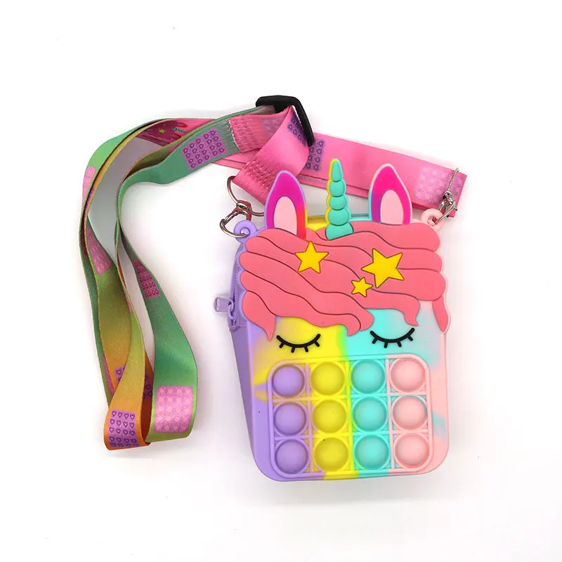 

kids children cute mini handbag 2022 new fashion unicorn coin bag pop fidget bubble purse