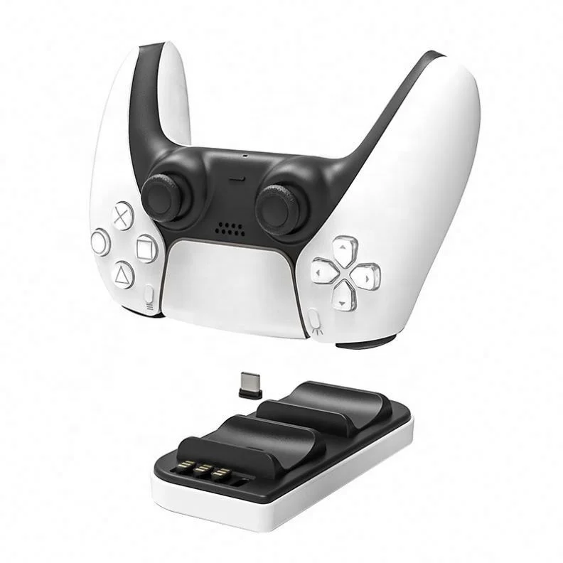 

Ps5 Wireless Controller Two-Seater Charger Game Charging Base With Adapter Head, Black white