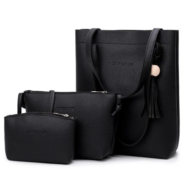 

Large Fashion Ladies Shoulder Bags with Inner Pouch 3Pcs Set, Pink,black,gray,brown