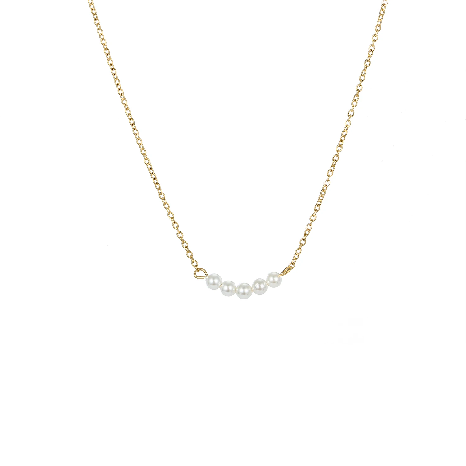 

JUJIE New Summer Sweet Bead Chain Necklace Lady Charm Stainless Steel Plated 14K Gold Jewelry Necklace Wholesale