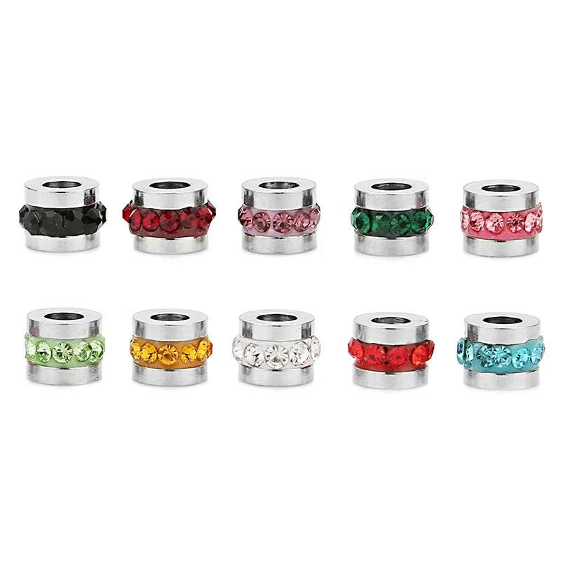 10Pcs Stainless Steel Rhinestone Charms Loose Spacer Beads for DIY Jewelry Making Bracelets Necklace Pendants Accessories