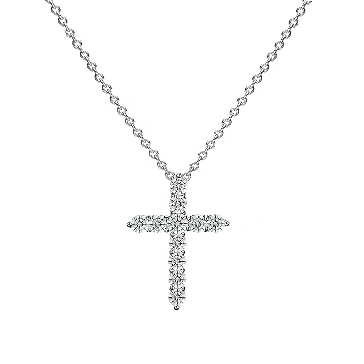 

Silver cross custom jewelry ,moissanite diamond cross pendant necklace