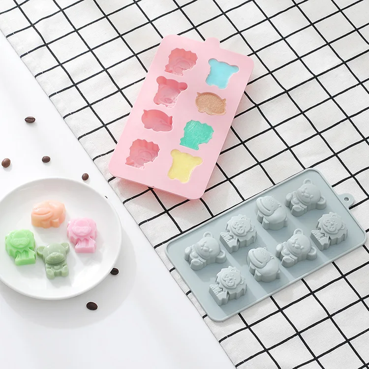 

Cartoon animal lion hippo chocolate mold DIY silicone bear cake baking mold
