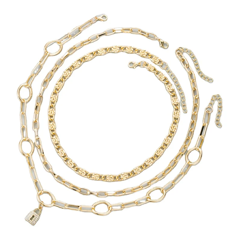 

Ins European and American new original design fashion hip hop love lock women's multi-layer lock Pendant Necklace