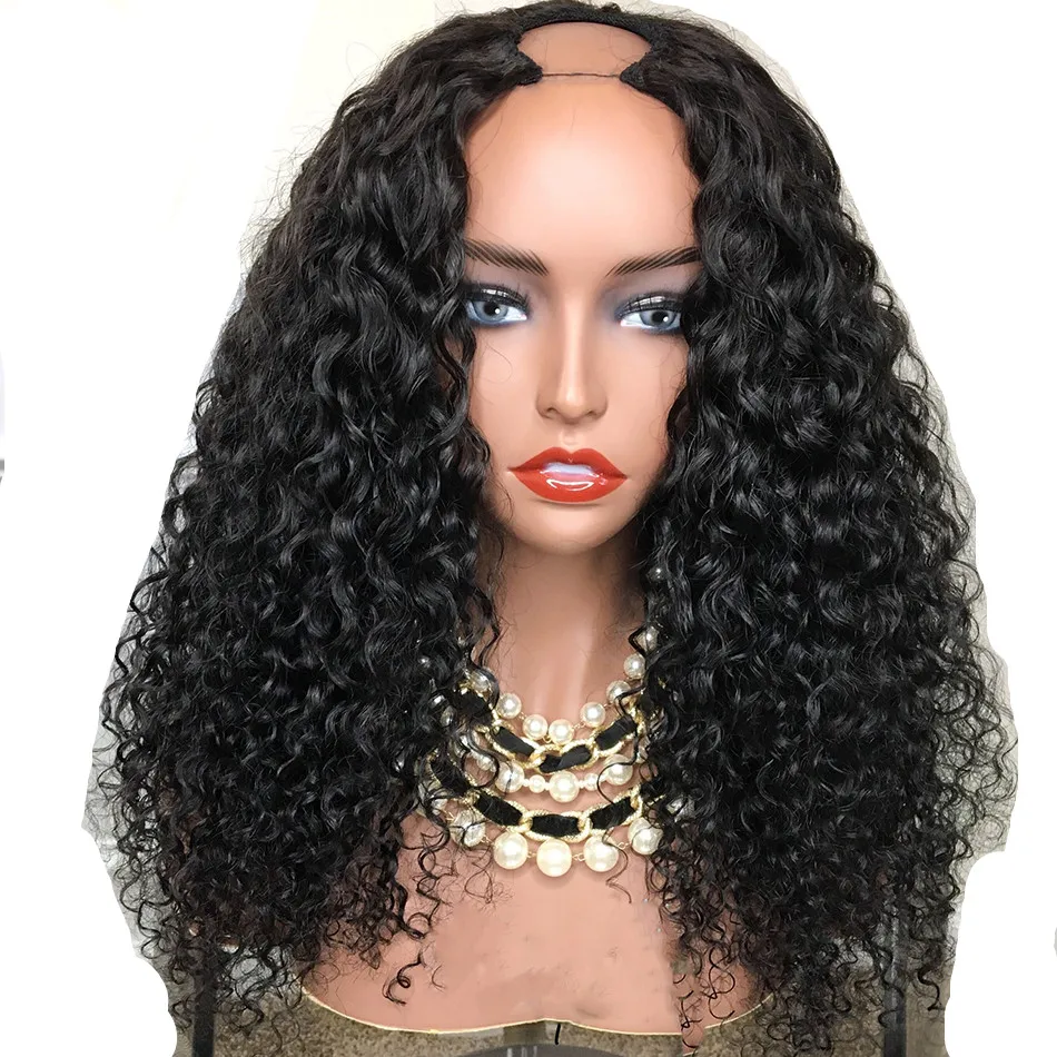 

Mongolian 3B 3C Kinky Curly U Part Wig Human Hair Afro Kinky Curly U Part Wigs For Black Women Short Bob Cut Wig