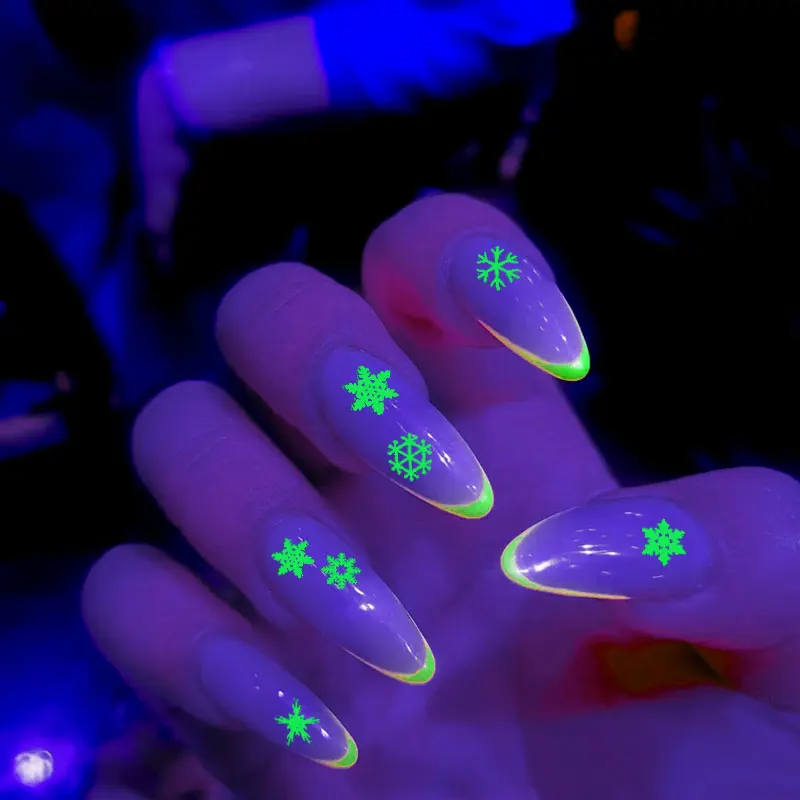 

3D Luminous Butterfly Flame Snowflowers Designs Nail Art Stickers Glow in the Dark Glitter Nail Decals Manicure Decorations