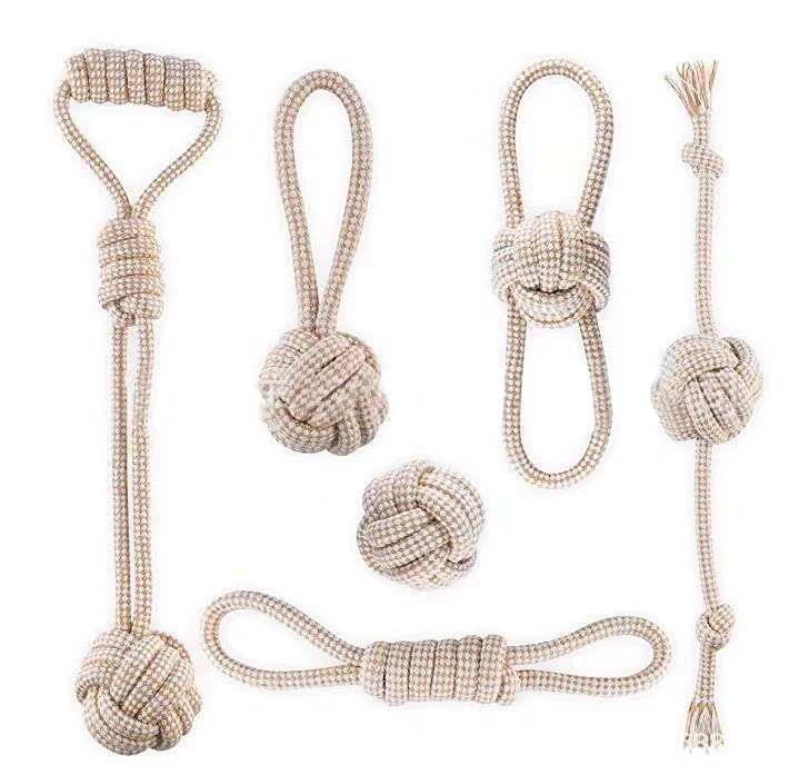 

Multi set Eco Gray Natural Hemp Rope Pet Dog Toy Interactive durable Cotton rope hemp dog toy set