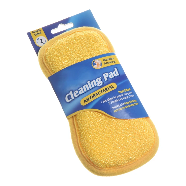 

Double Sided Multifunction Kitchen Scouring Pad Microfiber Cloth Antibacterial Dish Cleaning Pad, Yellow&white /customized