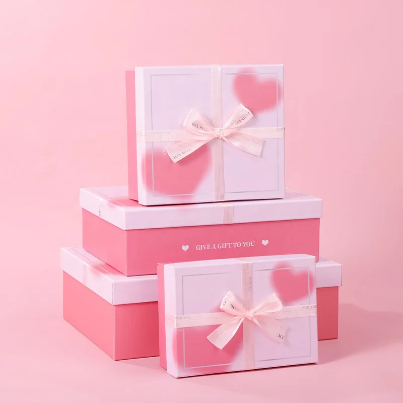 

Custom Lid And Base Box Packaging Luxury Gift Box With Ribbon Bridesmaid Proposal Sweet Gift Box Packaging