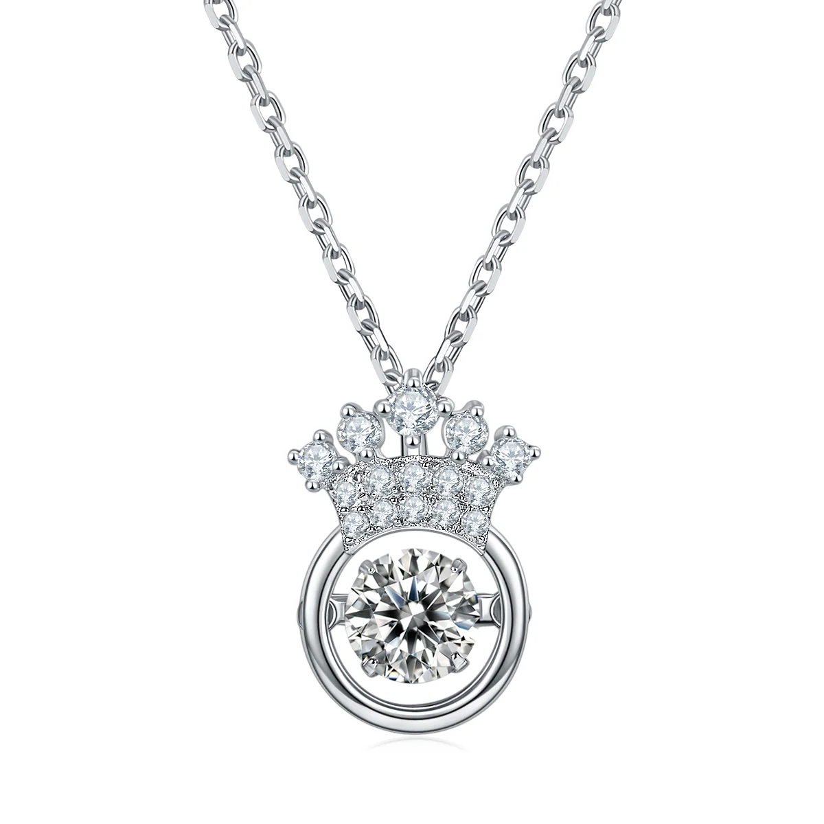 

2022 Rakish Fine Luxury Claw Insert 0.5ct Moissanite Women Crown Necklace S925 Jewelry, Silver