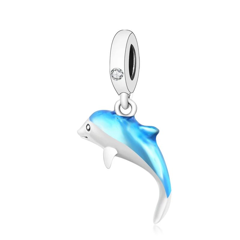 

Fine Jewelry 925 Sterling Silver Enamel Shimmering Dolphin Pendant Charms For Pandora Bracelet Jewelry Making
