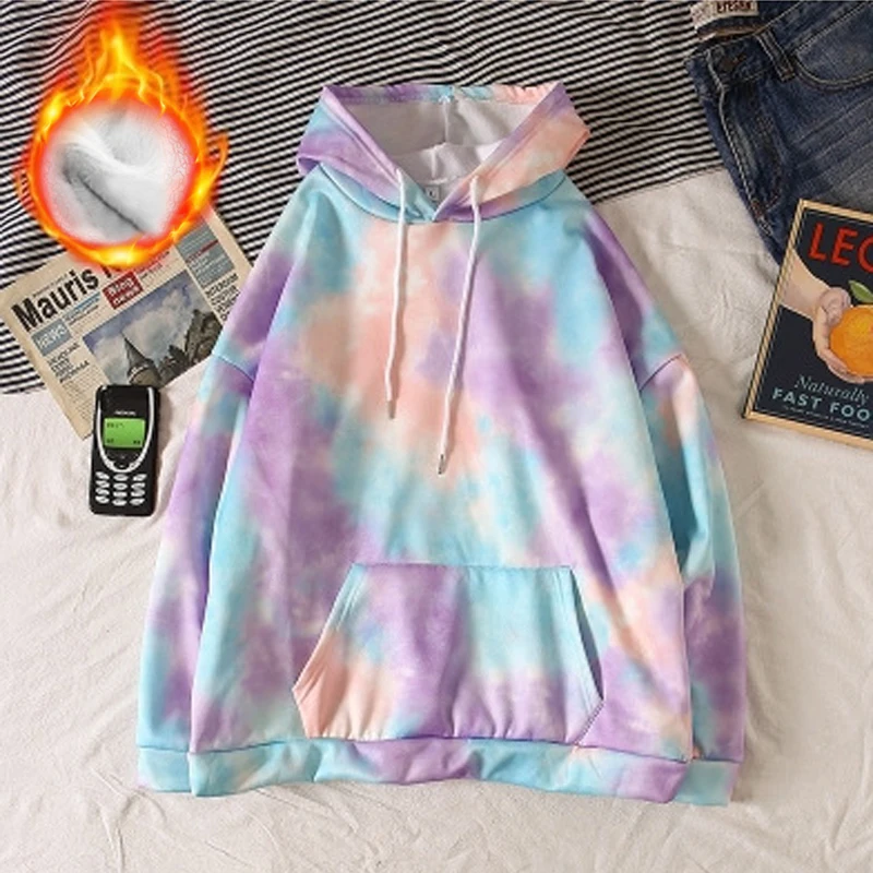 

Wholesale Fashion autumn multi color tie dye Long Sleeve hoodies for woman, Shown