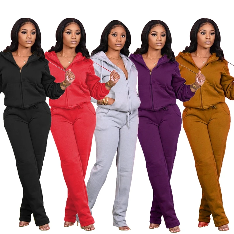 

New arrivals women sport wear two piece outfits warm winter 2 piece sets clothing for women